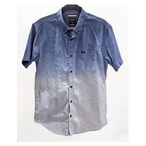 RVCA blue ombre short sleeve button down shirt. Size L. Slim fit.